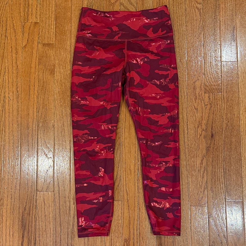 Athleta Red and Pink Camouflage Leggings